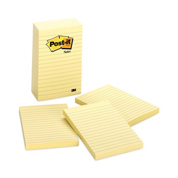 Post-it Notes 660-5PK 4 in. x 6 in. Original Note Ruled Pads - Canary Yellow (5/Pack)