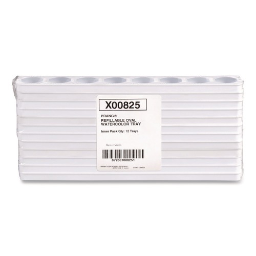 Arts & Crafts Supplies | Prang X00825 Refillable Oval Watercolor Tray, White, 12/Pack image number 0