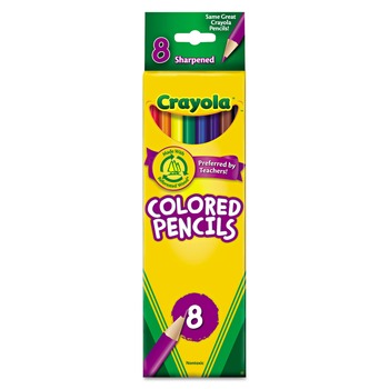 Crayola 684008 3.3 mm 2B Long-Length Colored Pencil Set - Assorted Lead and Barrel Colors (8/Set)