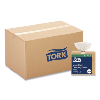 Tork 500176 1-Ply 8.3 in. x 16.1 in. Light Duty Cleaning Cloth Pop Up Box - White (10/Carton)