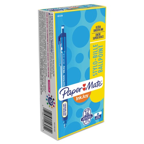 Pens | Paper Mate 1951259 InkJoy 300 RT Medium 1 millimeter Retractable Ballpoint Pen - Blue Ink/Barrel (1-Dozen) image number 0