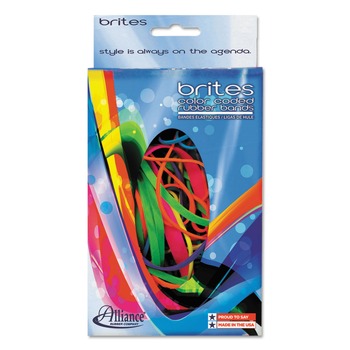 Alliance 07706 1.5 oz. Box Band-Count Varies Size 54 (Assorted) 0.04 in. Gauge Brites Pic-Pac Rubber Bands - Assorted Colors (1-Box)