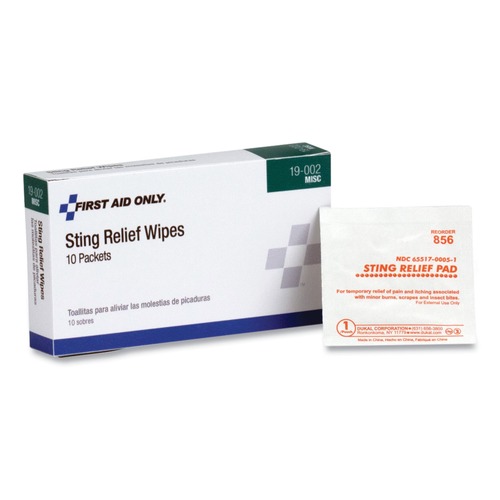 First Aid | PhysiciansCare by First Aid Only 19-002 First Aid Sting Relief Pads (10/Box) image number 0