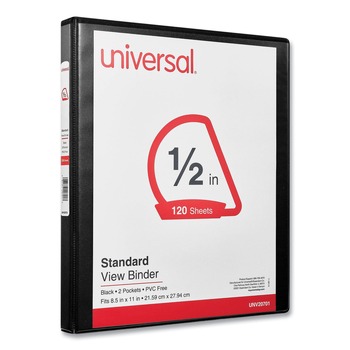 Universal UNV20701 0.5 in. Capacity 11 in. x 8.5 in. 3 Slant D-Rings View Binder - Black