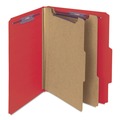 File Folders | Smead 14031 6-Section Pressboard Top Tab Classification Folders with 6 SafeSHIELD Fasteners - Letter Size/Bright Red (10/Box) image number 0