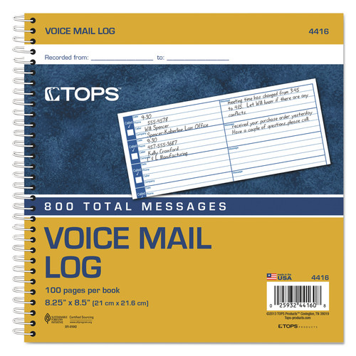 Just Launched | TOPS 4416 8.5 in. x 8.25 in. Voice Message Log Books (800 Forms/Book) image number 0