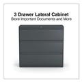 Office Filing Cabinets & Shelves | Alera 25507 42 in. x 18.63 in. x 40.25 in. 3 Legal/Letter/A4/A5 Size Lateral File Drawers - Charcoal image number 4