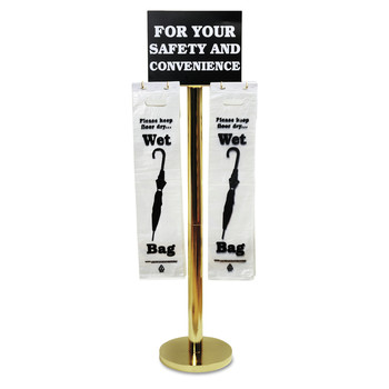 Tatco 57029 16 in. x 12 in. x 54.5 in. Wet Umbrella Bag Stand - Brass/Black/White