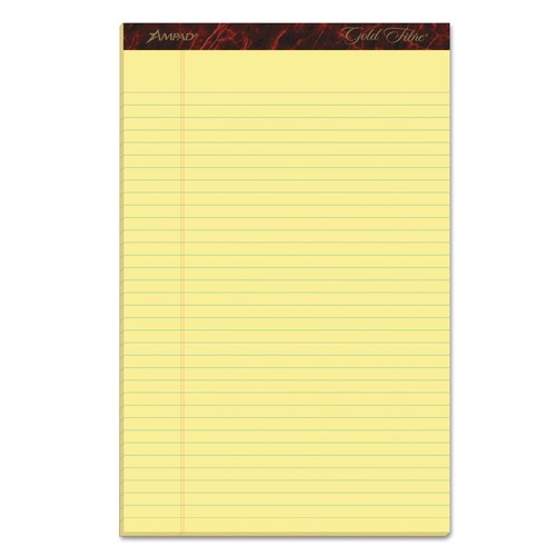 Notebooks & Pads | Ampad 20-030R Gold Fibre 8.5 in. x 14 in. Wide/Legal Ruled Writing Pads - Canary Yellow (1-Dozen) image number 0