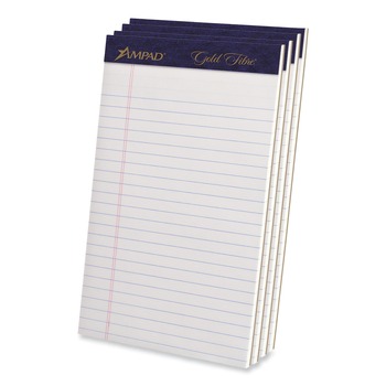 PRODUCTS | Ampad 20-018R 5 x 8 Sheets (50) Gold Fibre Narrow Rule Writing Pads - White Sheets (4/Pack)
