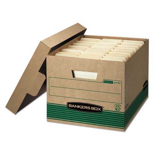 Boxes & Bins | Bankers Box 1277008 12.5 in. x 16.25 in. x 10.25 in. STOR/FILE Medium-Duty 100% Recycled Letter/Legal Storage Boxes - Kraft (20/Carton) image number 0