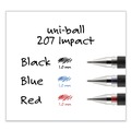 Pens | uni-ball 65801 207 Impact 1 mm Stick Gel Pen - Blue Ink/Silver/Black/Blue Barrel/Bold (1-Dozen) image number 6