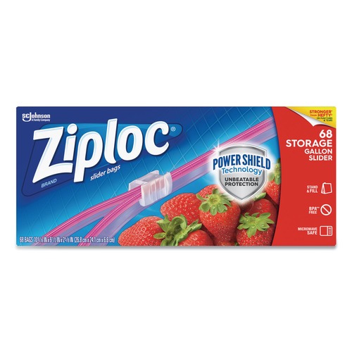 Food Service | Ziploc 316489 9.5 in. x 2.63 in. x 10.56 in. Gallon Slider Storage Bags - Clear (9/Carton) image number 0