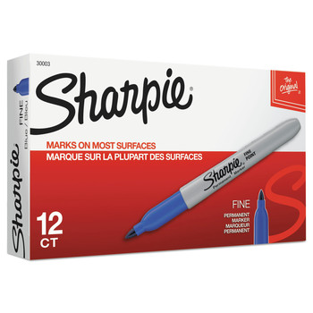PENS PENCILS AND MARKERS | Sharpie 30003 Fine Bullet Tip Permanent Marker - Blue (1-Dozen)