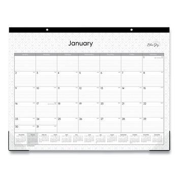 BULLETIN BOARDS | Blue Sky 111294 22 in. x 17 in. 12-Month (Jan to Dec): 2025 Enterprise Desk Pad Calendar - Geometric Artwork, White/Gray Sheets, Black Binding, Clear Corners