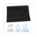 Trash & Waste Bins | Boardwalk H7658WKK 60 Gallon 1.7 mil 38 in. x 58 in. Flat Pack Linear Low Density Industrial Can Liners - Black (100/Carton) image number 3