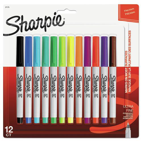 Permanent Markers | Sharpie 37175PP Permanent Marker - Ultra-Fine Needle Tip/Assorted Colors (12/Pack) image number 0