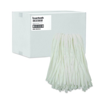 Boardwalk BWKBW2024 #24 Nonwoven Rayon/Polyester Cut End Edge Mop - White (12/Carton)