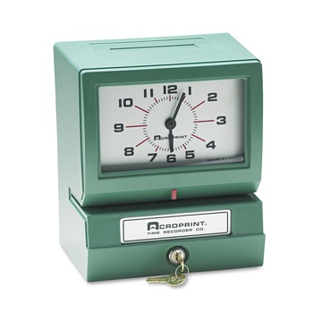 Acroprint 01-2070-411 Model 150 Month/Date/1-12 Hours/Minutes Automatic Operation Heavy-Duty Time Recorder - Green