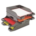 Desktop Organizers | Deflecto 63904 Docutray 10.13 in. x 13.63 in. x 2.5 in. 2 Sections Letter to Legal Size Files Multi-Directional Stacking Tray Set - Black (1-Set) image number 3