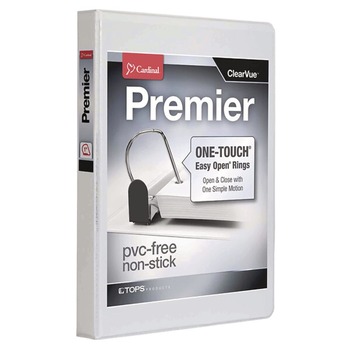 Cardinal 10300CB 1 in. Capacity 11 x 8.5 Premier Easy Open ClearVue Locking Slant-D Ring Binder - White
