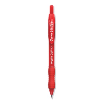 Paper Mate 2095463 Profile 0.7 mm Retractable Gel Pen - Red Ink/Translucent Red Barrel/Medium (1-Dozen)