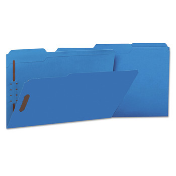 Universal UNV13525 1/3-Cut Tabs Deluxe Reinforced Top Tab Folders with Fasteners - Legal Size, Blue (50/Box)