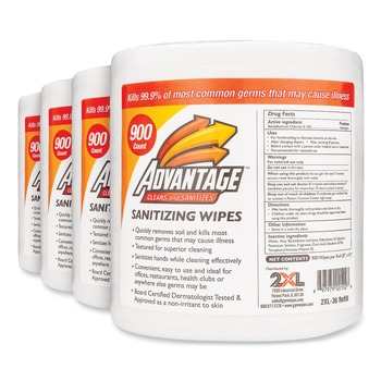 ALL PURPOSE CLEANERS | 2XL TXL L36 1-Ply 6 x 8 Gym Wipes Advantage - Unscented/White (4/Carton)
