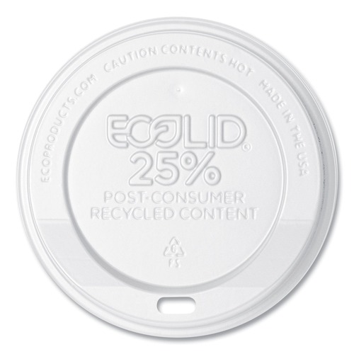  | Eco-Products EP-HL16-WR Ecolid 25% Recy Content Hot Cup Lid fits 10 - 20 oz. - White (1000/Carton) image number 0