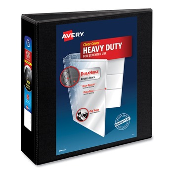 Avery 05600 3 Slant Rings 3 in. Capacity 11 in. x 8.5 in. Heavy-Duty Non Stick View Binder with DuraHinge - Black