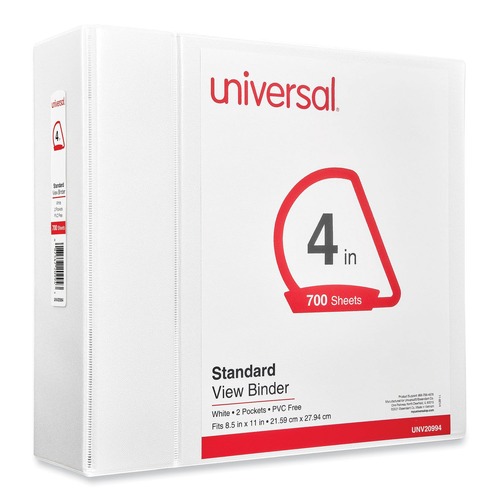 Binders | Universal UNV20994 4 in. Capacity 11 in. x 8.5 in. 3-Slant-Ring View Binder - White image number 0