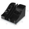 Desktop Organizers | Deflecto 35172 8.13 in. x 9.13 in. x 5.19 in. 6 Compartments Silhouettes All-In-One Plastic Caddy - Black/Silver image number 4