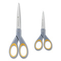 Arts & Crafts Supplies | Westcott 13824 5 in. and 7 in. Long 2.25 in. and 3.5 in. Cut Length Titanium Bonded Scissors - Straight Gray/Yellow Handle (2/Pack) image number 0