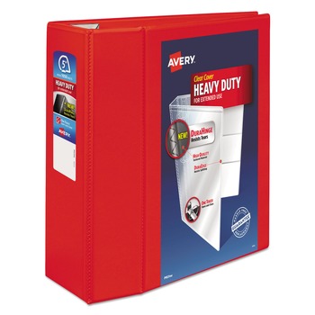 OFFICE AND OFFICE SUPPLIES | Avery 79327 Heavy-Duty 11 in. x 8.5 in. 5 in. Capacity 3 Locking One Touch EZD Rings View Binder with DuraHinge - Red