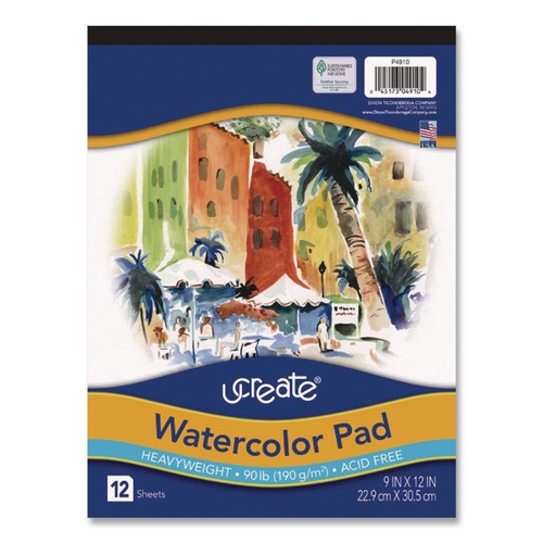 Copy & Printer Paper | Pacon P4910 9 x 12 Artist Watercolor Unruled Paper Pad - Yellow Cover/White Sheets image number 0