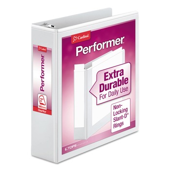 BINDERS | Cardinal 17500 2 in. Capacity 11 x 8.5 Performer ClearVue Slant-D 3-Ring Binder - White