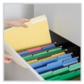 File Folders | Universal UNV10504 Deluxe Colored Top 1/3-Cut Tabs Letter Size File Folders - Yellow/Light Yellow (100/Box) image number 3