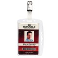 Label & Badge Holders | Durable 800519 Vertical/Horizontal Clip ID/Security Card Holder Set - Clear (25/Pack) image number 3