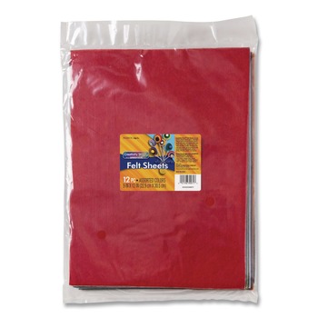 Creativity Street PAC390701R 9 in. x 12 in. Rectangular Felt Sheets - Assorted Colors (12/Pack)
