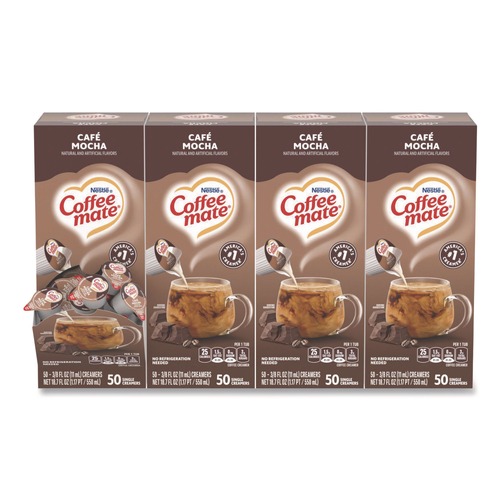 Condiments | Coffee-Mate 11002807 0.38 oz. Mini Cups Liquid Coffee Creamer - Cafe Mocha (200/Carton) image number 0