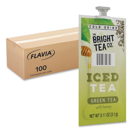 Beverages & Drink Mixes | FLAVIA 48049 The Bright Tea Co. Tea Freshpack - Iced Green Tea with Honey (100/Carton) image number 0