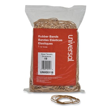 Universal UNV00119 0.04 in. Gauge Size 19 Rubber Bands - Beige (1240/Pack)