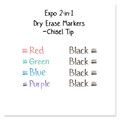 Washable Markers | EXPO 1944655 Fine/Broad Chisel Tips 2-in-1 Dry Erase Markers - Assorted Primary Colors (4/Pack) image number 5