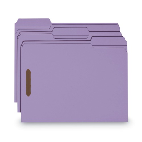 File Folders | Smead 12440 0.75 in. Expansion Top Tab Colored Fastener Folders - Lavender Exterior/Letter Size (50/Box) image number 0