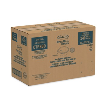 Dart CTR8BD 5.5 in. x 2.1 in. 8 oz. Tamper-Resistant/Evident Dome Lid Bowls - Clear (240/Carton)