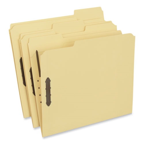 File Folders | Universal UNV13524 1/3 Cut Tab Letter Size Deluxe Reinforced Top Tab Folders with Fasteners - Yellow (50/Box) image number 0