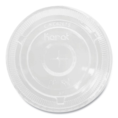 Cups and Lids | Karat C-KC626TS Plastic Flat PET Lids with Straw Slot Fits 12 oz. to 24 oz. Cold Cups - Clear (1000/Carton) image number 0