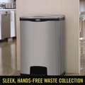 Trash & Waste Bins | Rubbermaid Commercial 1901992 Slim Jim 13-Gallon Front Step Style Stainless Steel Step-On Container - Black image number 6
