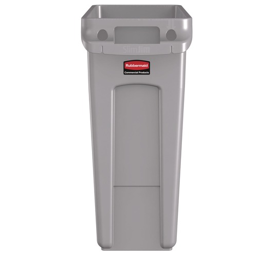 Trash & Waste Bins | Rubbermaid Commercial 1971258 15.875 Gallon Rectangular Plastic Slim Jim Waste Container with handles - Light Gray image number 0