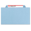 File Folders | Smead 18730 1 Divider Four SafeSHIELD Fasteners Legal Size Four-Section Pressboard Top Tab Classification Folders - Blue (10/Box) image number 2